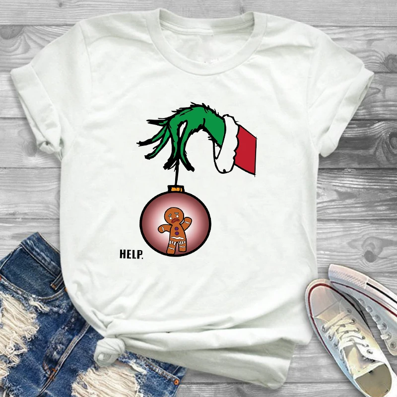 Tee Shirt Tees T-shirts Women Fashion Clothing Plaid Tree Truck New Year Merry Christmas Womens Female Graphic T Shirt T-Shirt - Цвет: CZ20475
