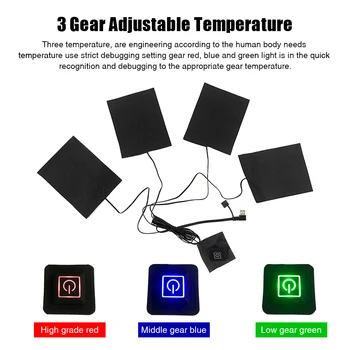

USB Powered Composite Fiber Adjustable Temperature Electric Heating Pad 4 In 1 Warm Portable Vest Jacket DIY Washable Foldable