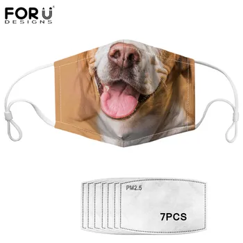 

FORUDESIGNS 3D Dogs Kawaii Face Design Unisex Dustproof PM2.5 Pollution Lower Half Face Mouth Mask Funny Animals Emotiction Mask