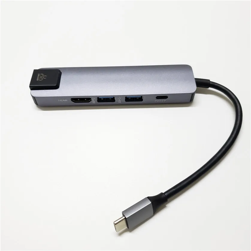 5-in-1 USB Typ C auf HDMI 4K USB C Hub 3.0 zu Gigabit 100M Ethernet Rj45 Lan Adapter für MacBook Pro Thunderbolt 3 Ladegerät Port – Detail 12