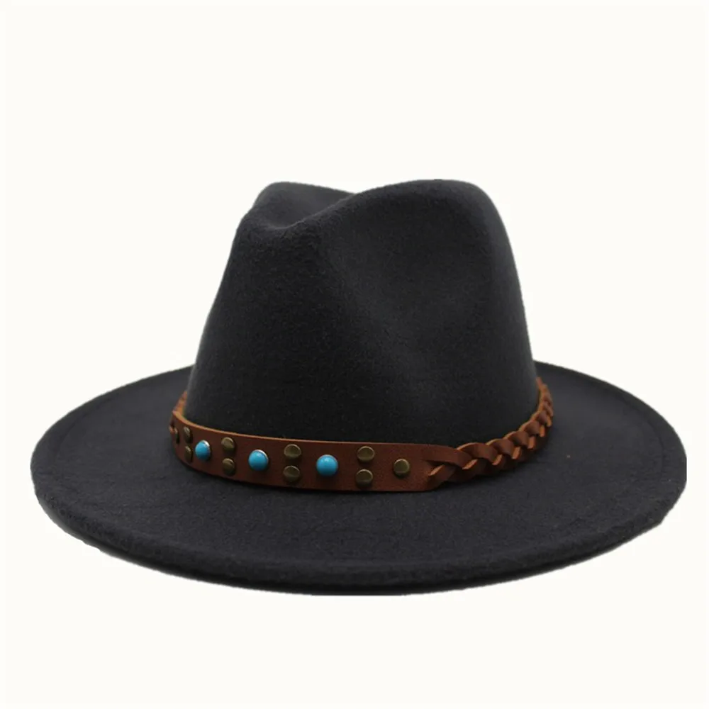 Men Women Authentic Fedora Hat With Belt Panama Hat Wool Trilby Hat Casual Wild Hat Size 56-58CM
