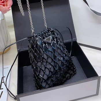 

2020 New Fashion Ladies Knitting Shopping Bag High Quality Nylon Fabric Luxury Women Bag Casual Chic Girl Slant Bag Female Handb