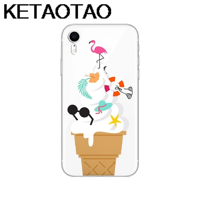 KETAOTAO чехол для телефона с рисунком еды s для iPhone 4S 5C 5S 6S 7 8 SE 5 6 Plus XR XS Max чехол кристально чистый мягкий TPU чехол s - Цвет: Слоновая кость