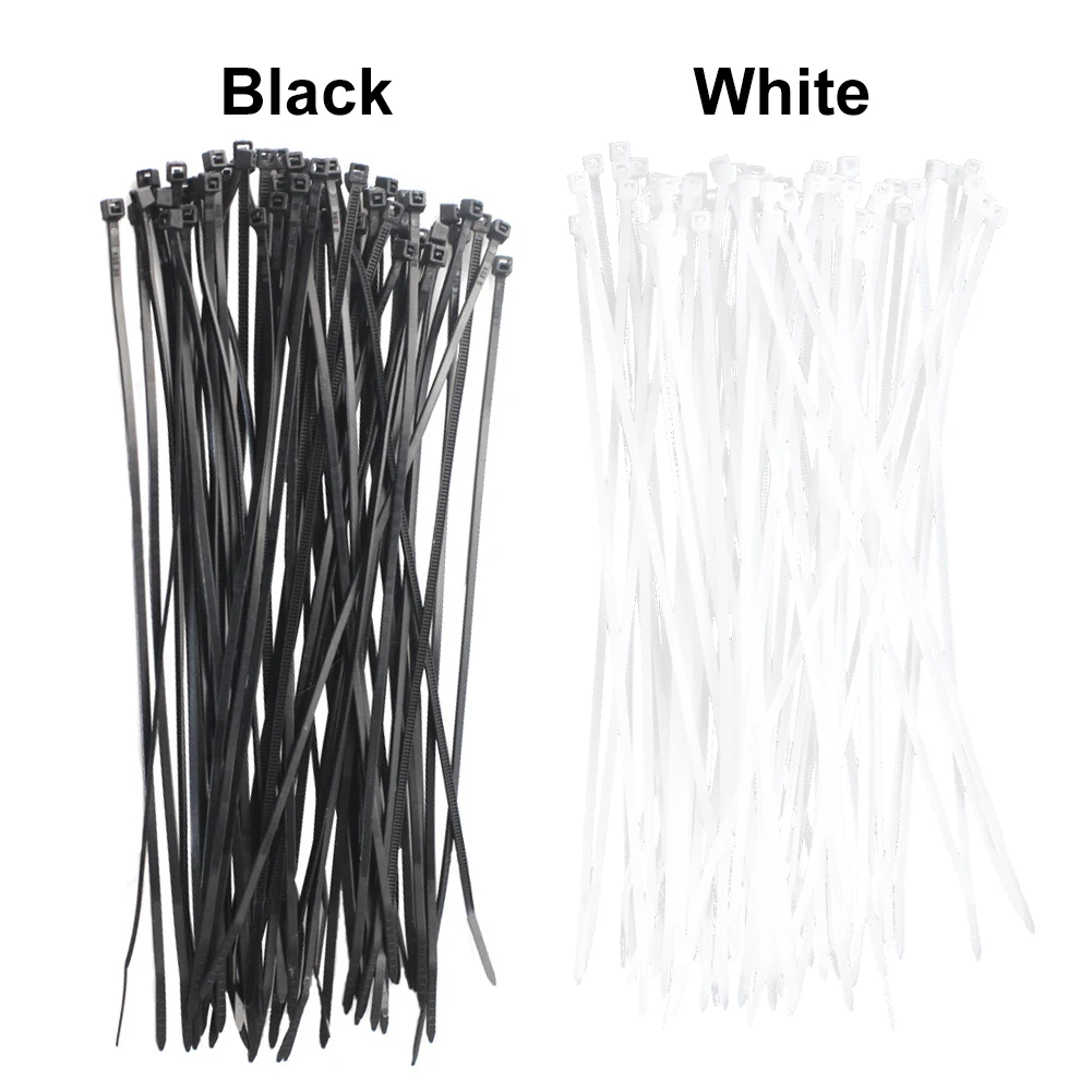 100 Pcs Wire Zip Home Fastening Industrial Supply Fastener Commercial Self Locking Packaging Management Cable Ties DIY Nylon