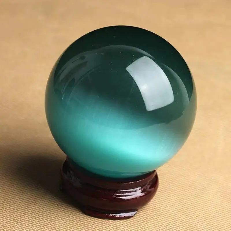 

crystal ball opal stone sphere cat eyes sphere Home decoration ball with stand