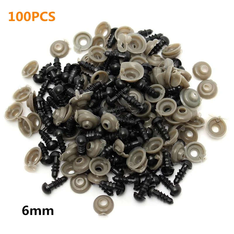 6mm 100 шт/50 пар 6-12 мм черные пластиковые защитные глаза для плюшевого мишки мягкие игрушки оснастки животное марионетка куклы DIY ремесленные куклы аксессуары - Цвет: 6mm