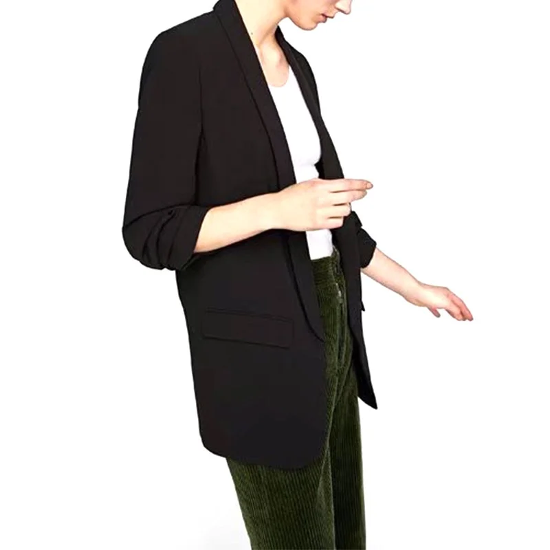 Ladies Blazer Long Sleeve Suit jacket Female Feminine Blazer Femme Black Coat With Pocket Autumn Women OL Office Clothing