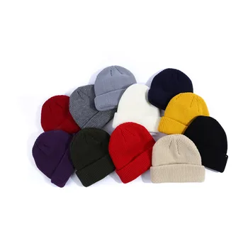 

Adult Knitted Skullcap Women Men Fashion Casual Hip Hop Hat Acrylic Ski Beanie Cap Unisex Winter Keep Warming Solid Color Hats