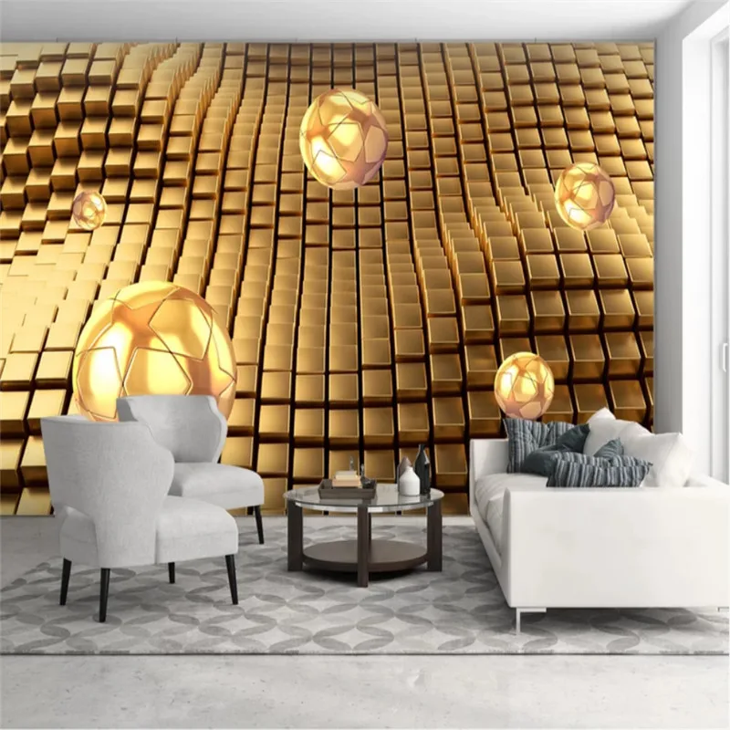 Современные абстрактные волнистые золотые металлические квадраты и сфера