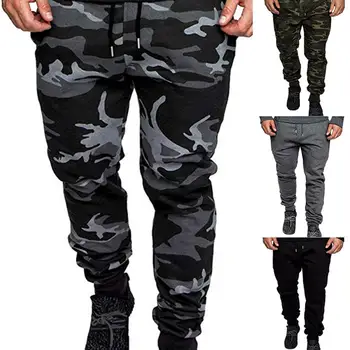 

Men Camouflage Solid Color Elastic Waistband Drawstring Pockets Sports Pants Elastic Waistband Drawstring Pockets Sports Pants