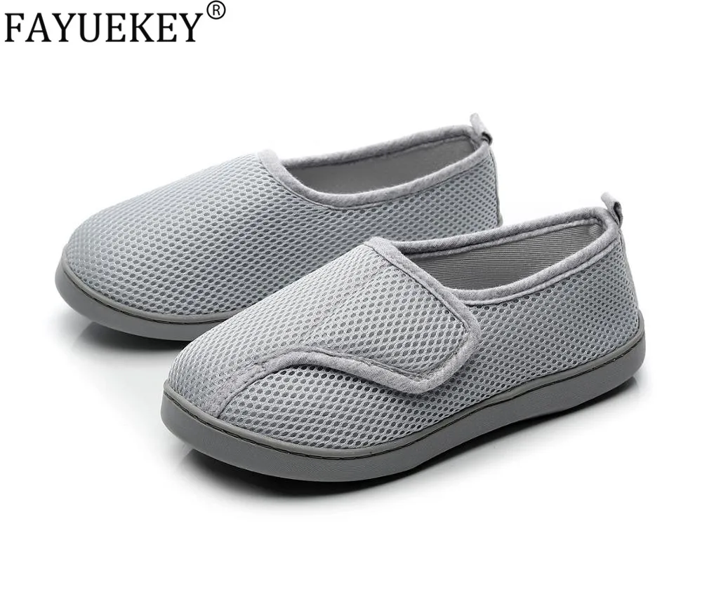 Tanie Kobiety buty domu miękka siatka oddychające kapcie w ciąży antypoślizgowe cukrzycowe zapalenie stawów obrzęk kapcie dla przyszłej mamy bardzo szeroki