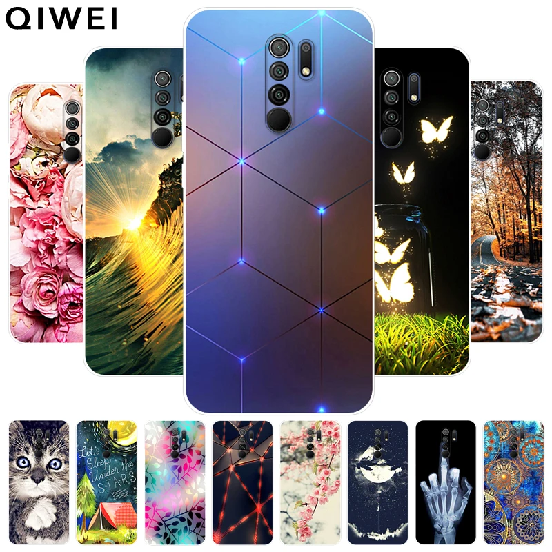 Мягкий чехол из ТПУ для Xiaomi Redmi 9 Прозрачный бампер Милые силиконовые чехлы