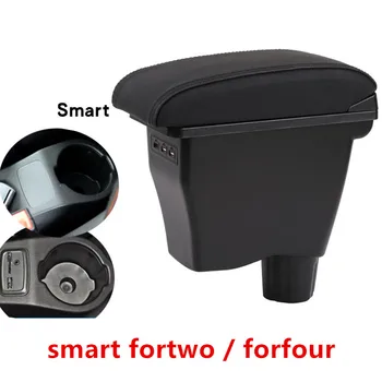 

For smart fortwo armrest box universal car center console smart forfour caja modification double raised with usb no assembly