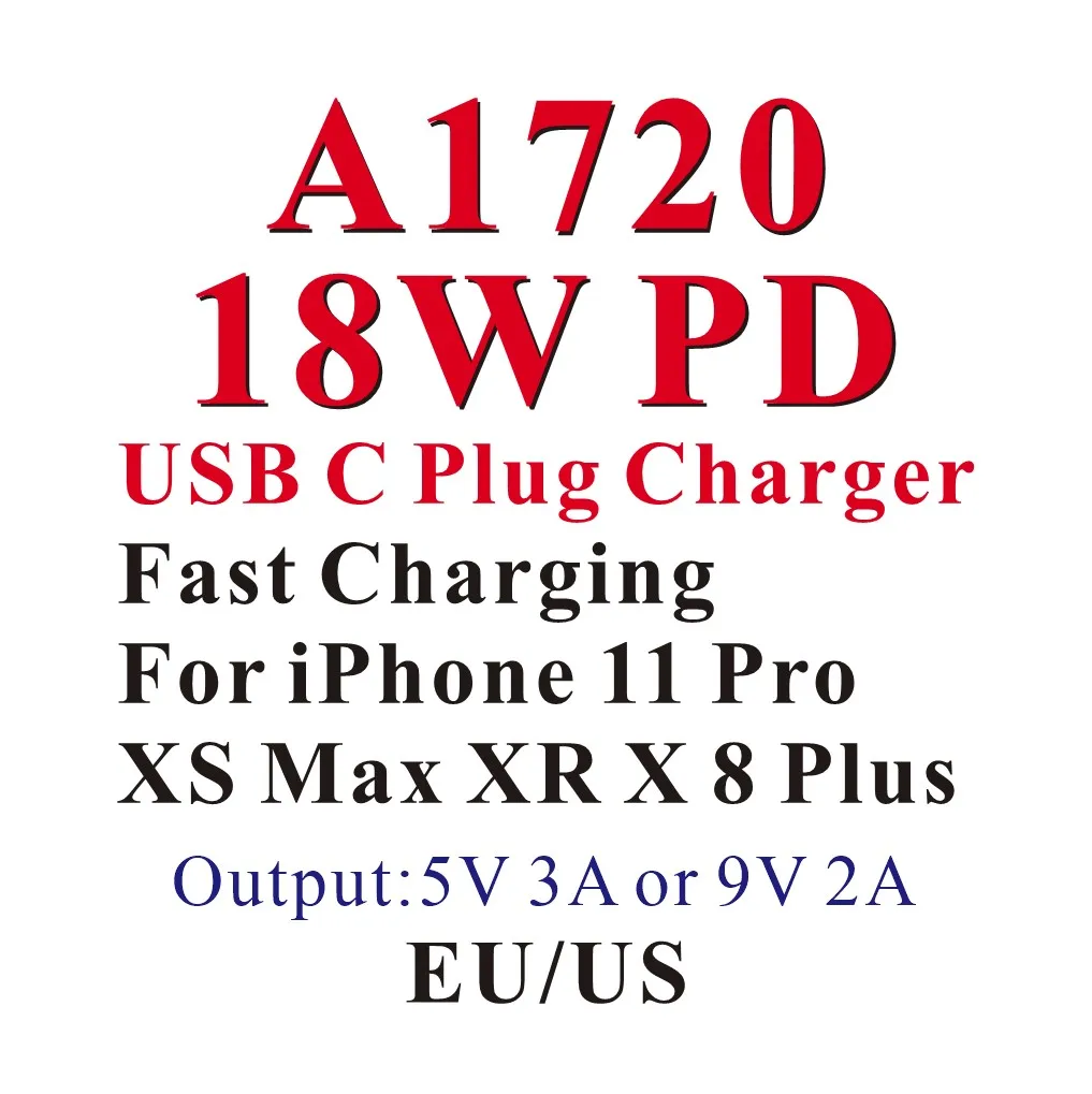 A1720 USB зарядное устройство 18 Вт PD Быстрая зарядка USB C разъем зарядное устройство для мобильного телефона iPhone 11 Pro XS Max XR X 8 Plus