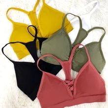 Женский бюстгальтер, повседневный бюстгальтер, хлопковый бюстгальтер, удобное сексуальное нижнее белье, модный бюстгальтер с подкладкой, однотонный бюстгальтер с открытой спиной, без стали