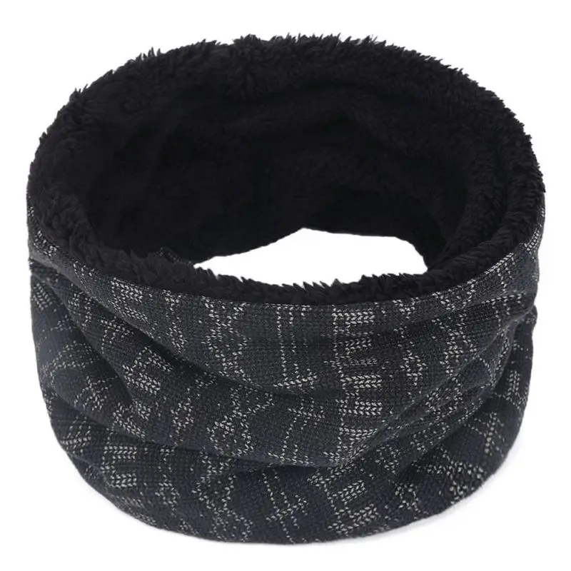 Winter Warm Knitted Scarves Print Thick Inside Super Elastic Knit Mufflers Adult&Children Loop Scarf - Цвет: A9
