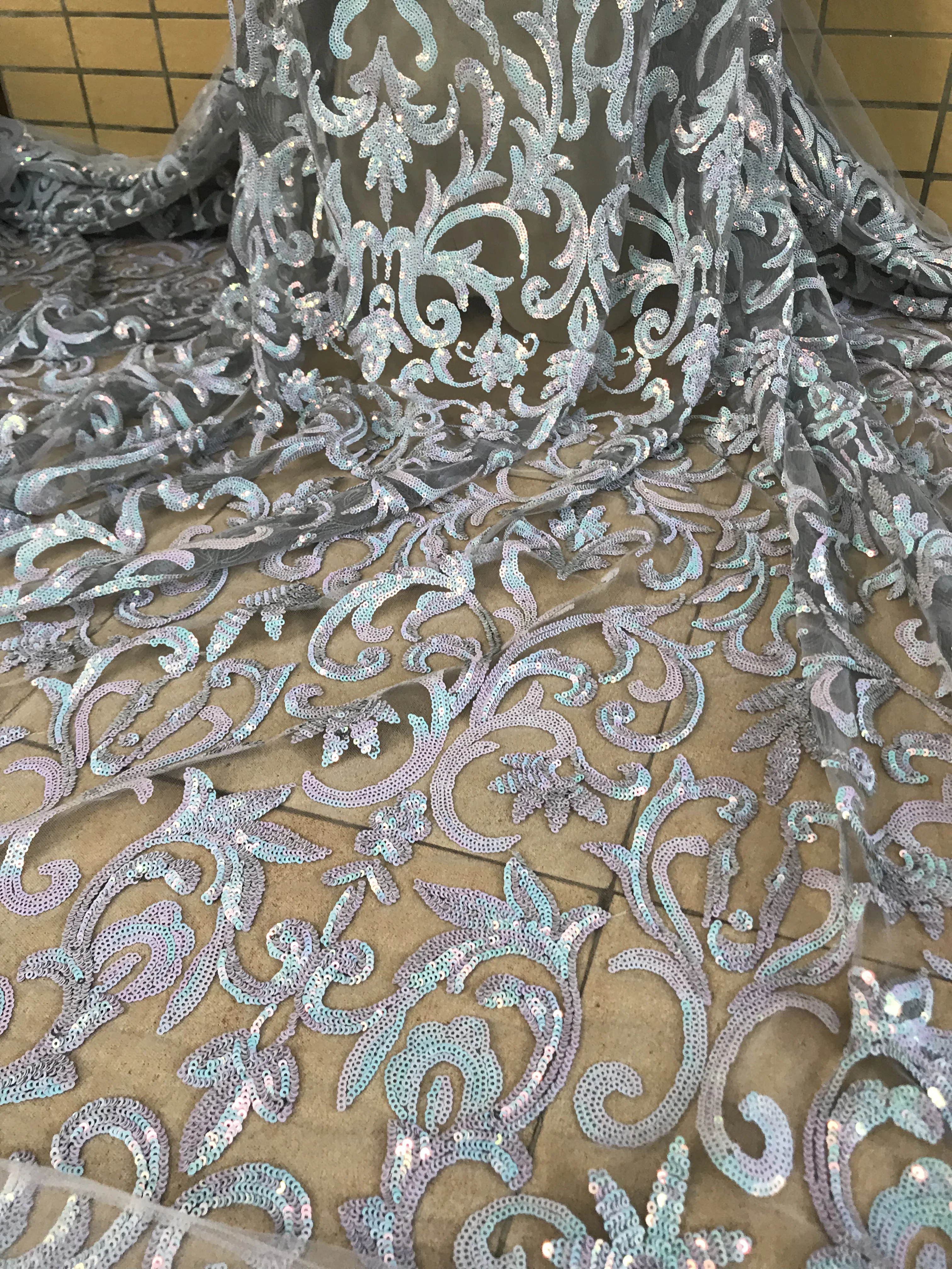 

sparkly S-32682 sequins tulle lace fabric for party dress african net lace fabric with best quality