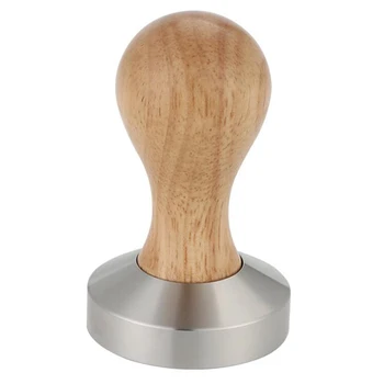 

Wooden Coffee Tamper 58mm Barista Espresso Base Coffee Bean Press Stainless Steel Flat Base Coffee Bean Press