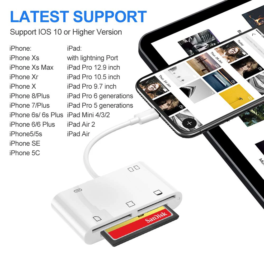 Amatage кард-ридер для камеры i Phone i Pad XD, TF, CF, M2, sd-адаптер, все в 1 кард-ридер для i Phone X/8/6/6s/6 Pl