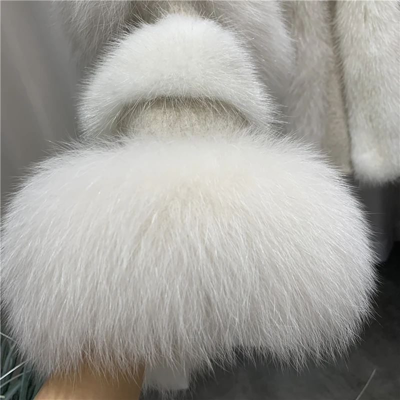 MAOMAOFUR шуба из натурального меха лисы и норки, женская зимняя куртка из натурального меха, женская теплая Роскошная верхняя одежда из натурального меха лисы и норки, шуба из натурального меха