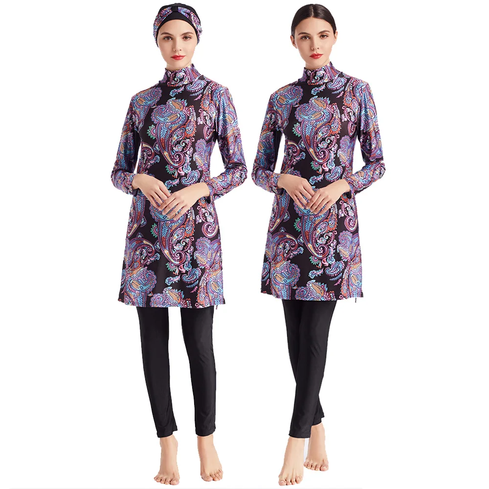 Muslim Women Islamic Swimsuit 3pcs Hijab Long Sleeve Swimwear Burkini Full Cover Modest Suit Beachwear Arab Clothing Plus Size