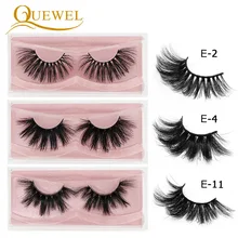 Quewel 25 мм накладные ресницы Норка 3D удлиненные накладные ресницы бескровные многоразовые толстые 3 Пары ресниц для наращивания ручной работы