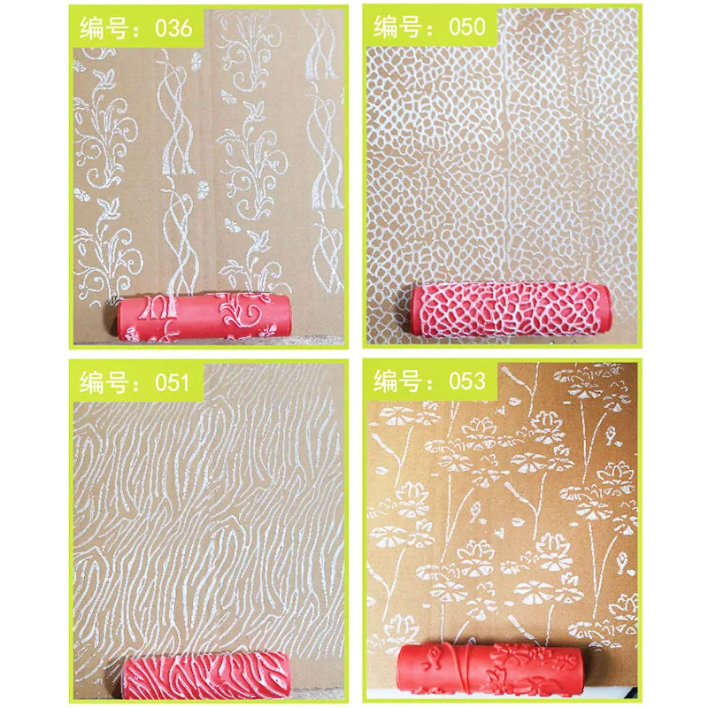 7inch Rubber Pattern Roller brush Paint roller Embossed Texture Painting Tools for Wall Decorative Household Brush images - 6