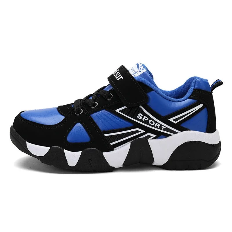 blue black blue Осенняя детская спортивная обувь для мальчиков дышащие кроссовки для бега детская кожаная обувь для путешествий размер от 28 до 41 - Цвет: blue black blue