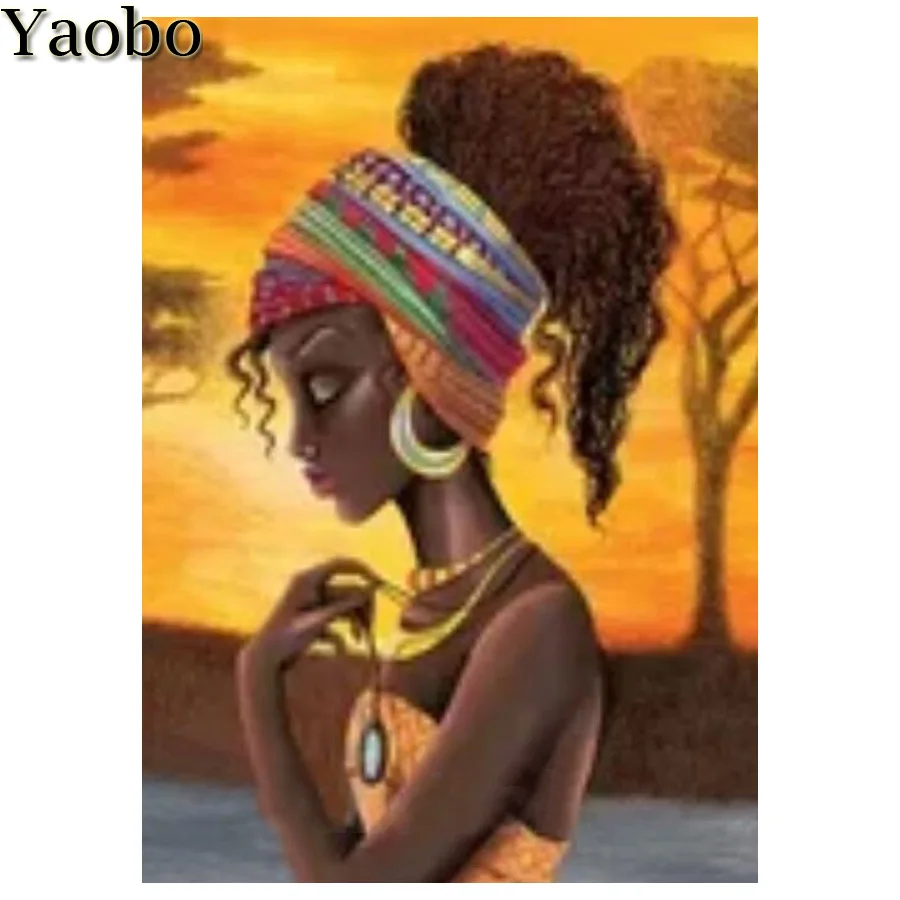 New 5D DIY Diamond Painting African woman Full Square/Round Diamond Embroidery Puzzles Cross Stitch Mosaic Painting Rhinestones