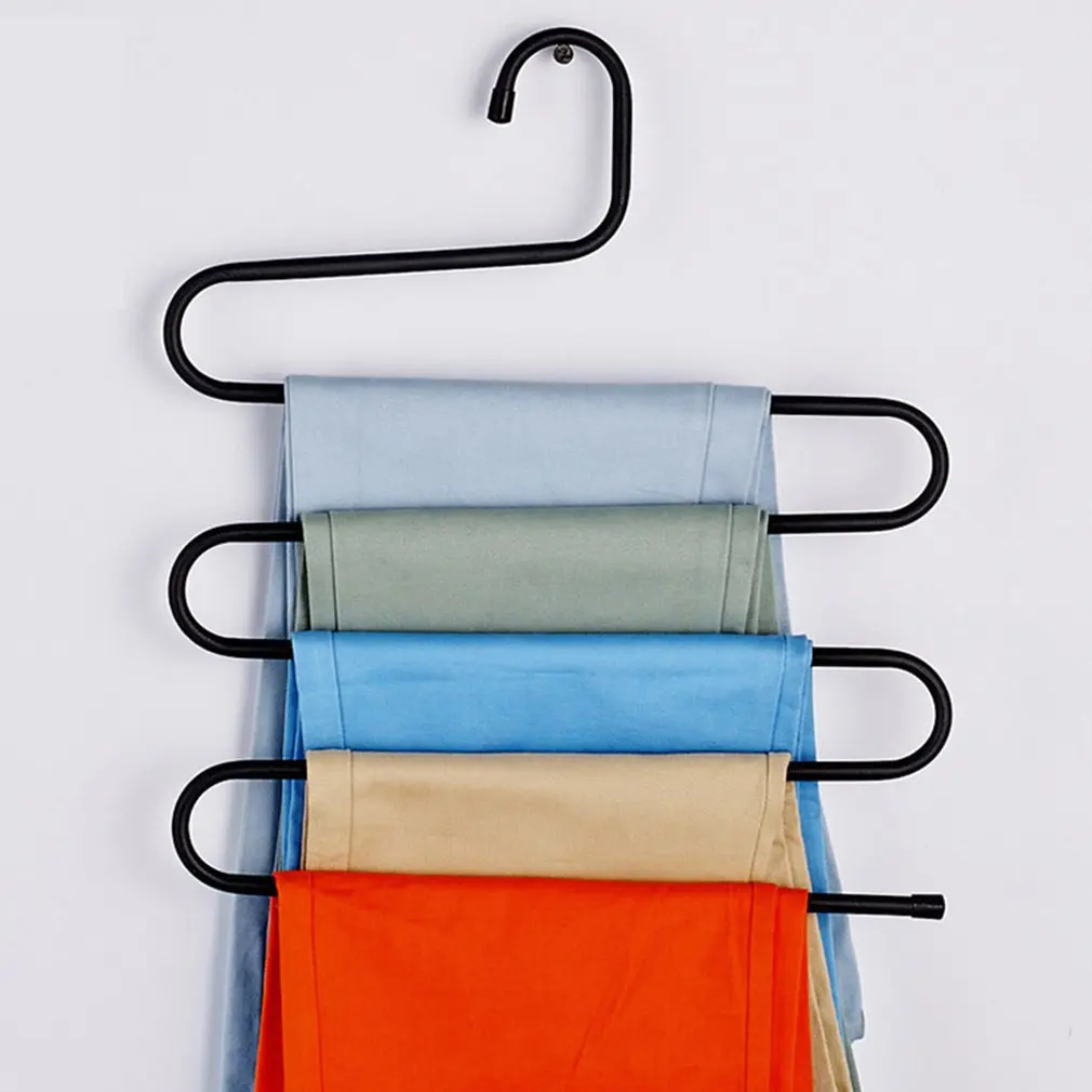 

Multifunctional S-type Magic Iron Trousers Multi-layer Non-slip Trousers Rack Wrought Iron Bent Wardrobe S-shape