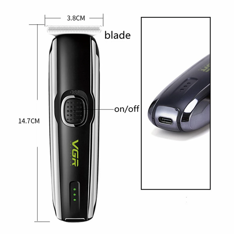 VGR профессиональная машинка для стрижки волос USB перезаряжаемая электрическая триммер для волос для мужчин триммер для бороды мини машинка для бритья волос Мужская бритва