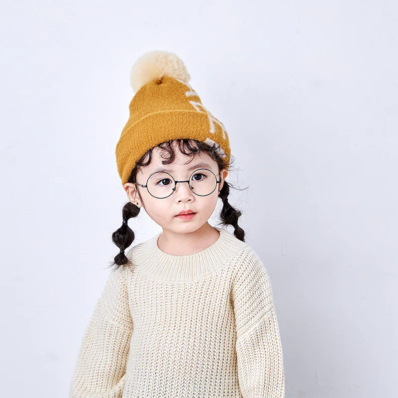 Doitbest/шапочки для маленьких мальчиков от 2 до 6 лет, можно использовать в качестве шарфа, шапки, зимние детские вязаные шапки, детские шапки с ушками для девочек - Цвет: Цвет: желтый