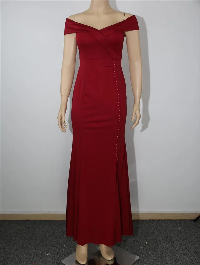 Сексуальное платье с v-образным вырезом, цвет красного вина, повседневные Коктейльные Вечерние платья из смесового хлопка, длина до пола, женские модные однотонные платья