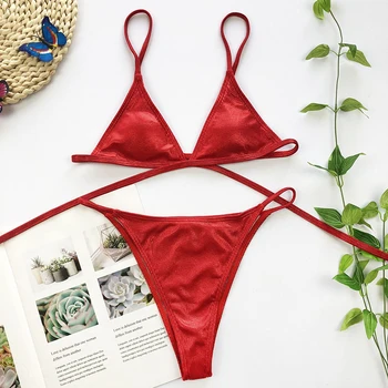 

Sexy Solid Black Bandage Bikini Women Swimwear 2020 Summer New Thong Bikinis Set Swimsuit Female Bather Mujer Bathing Suit