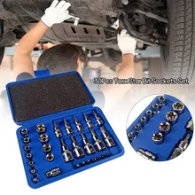 30 шт. мужской женский Torx звезда Socket Набор бит E& T розетки набор Бит Torx 1/4 3/8 1/2 дюймовый накопитель Torx Набор торцевых головок с хранения Чехол