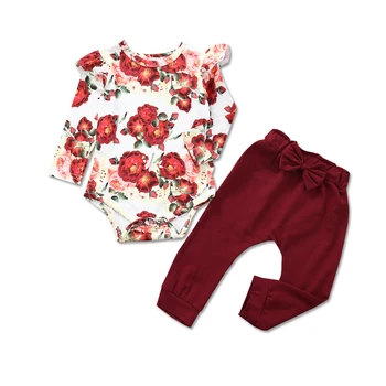 

Newborn Baby Girl Clothes Set Baby Girls Long Sleeve Floral Bodysuit Jumpsuit 2pcs Outfits Romper Costume Set Newborn Clothes