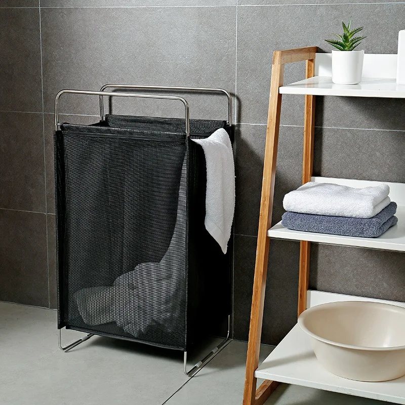 

Dirty Clothes Storage Basket Foldable Organizer Basket Collapsible Laundry Hamper Stainless Steel Household Laundry Basket ZH342