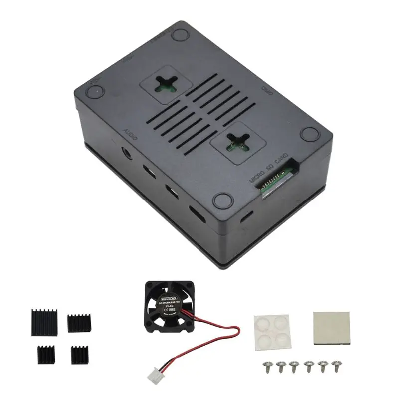 1 комплект ABS защитный чехол Корпус с охлаждающим вентилятором для Raspberry Pi 4B 83XB