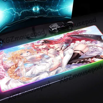 

XGZ Anime Mature Sexy Angel Pretty Demon Custom Large RGB Gaming Mouse Pad Black Lock Edge Computer Desk Mat Rubber Non-slip Xxl