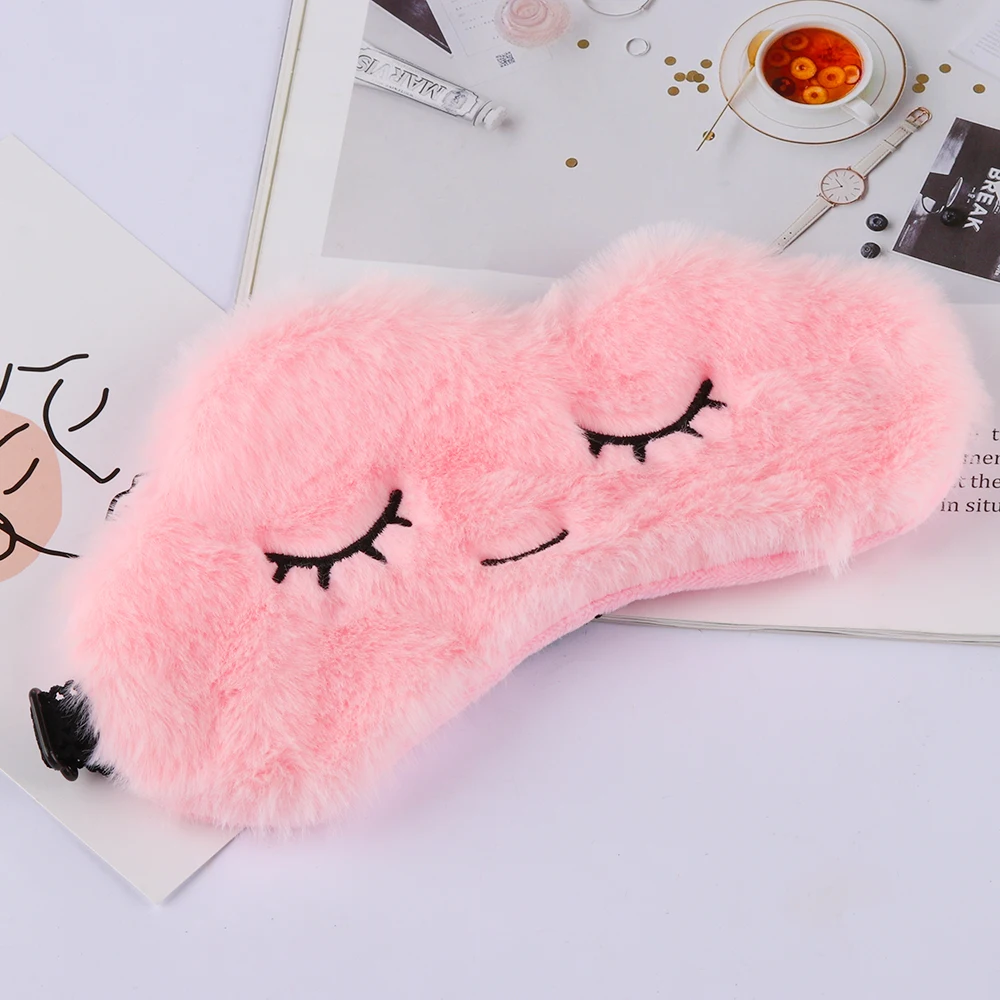 

1Pc Soft Eye Masks Blindfold Super Soft Plush Cartoon Cloud Eye Mask Cute Eyelashes Sleep Shade Eyepatch Sleeping Aid Eye Patch