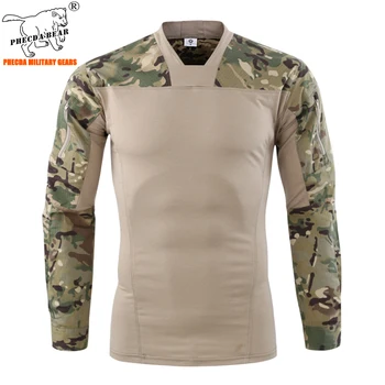 

outdoor long sleeve hunting T-shirt A-tacs FG camouflage military combat shirt V-neck war game t-shirt for airsoft paintball men