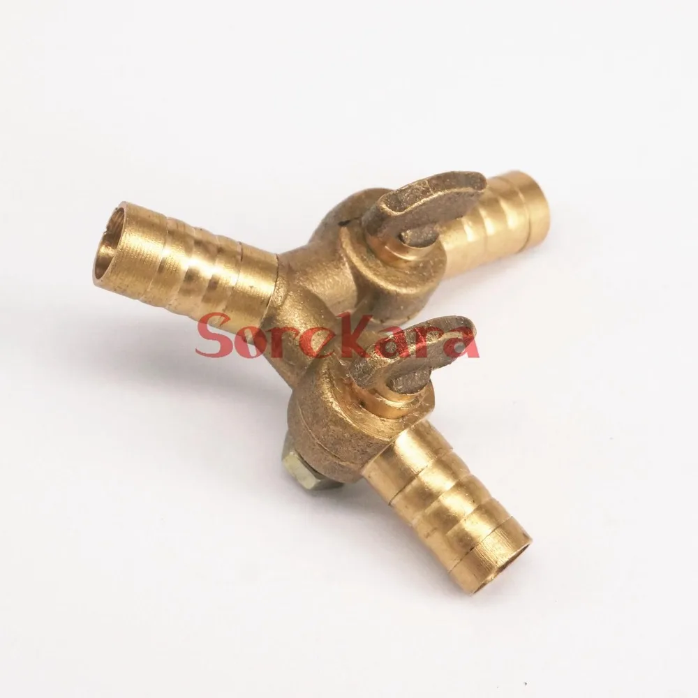 Fit Für Schlauch I/D 8mm 10mm Barb Y 3 Weg Messing Abgeschaltet Ball Ventil Für kraftstoff Air Gas – Detail 3