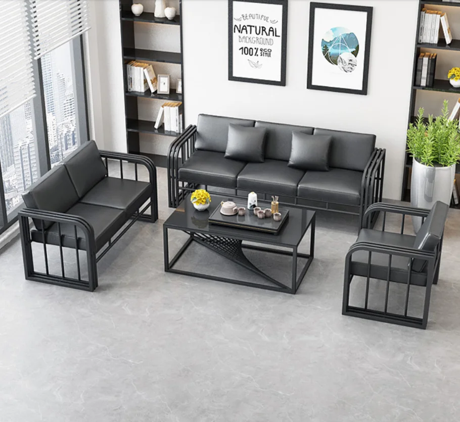 

Office sofa tea table combination set simple modern business reception and reception area company office creative card seat