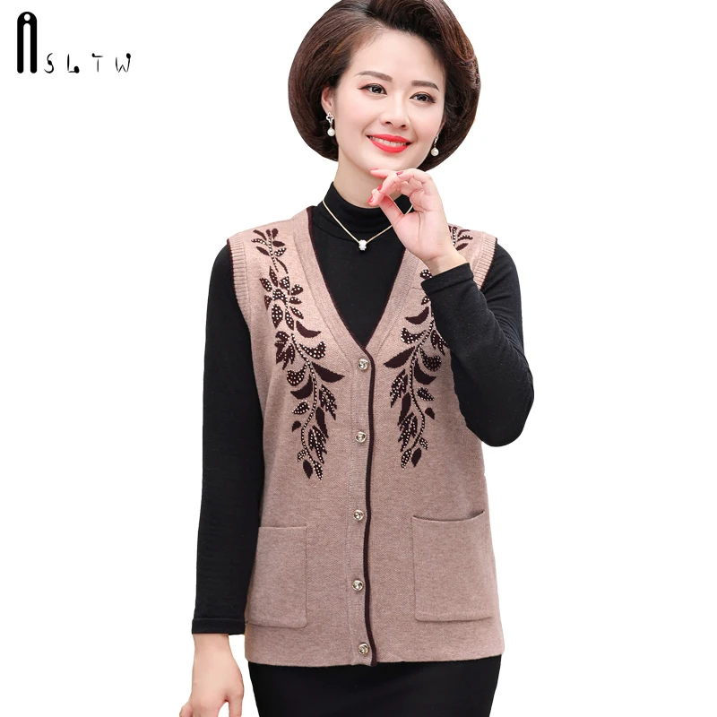 ASLTW Women's Vest Plus Size V Neck Sleeveless Sweater Cardigan New Print Single-breasted Coat Outwear Women |