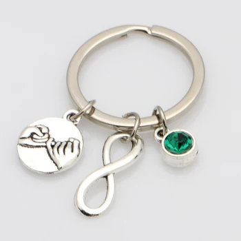 

Lucky Number Gigantic Infinity Pendant Keychain Fashion Pinky Promise Birthstone Car Key Ring Nice Gift Key Holder For Women Men