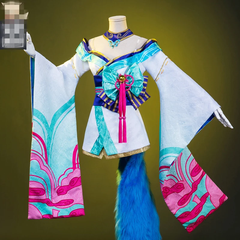 

New Anime LOL The Nine-Tailed Fox Ahri New Skin Spirit Blossom Kinomo Dress Cosplay Costume Women Halloween Cos