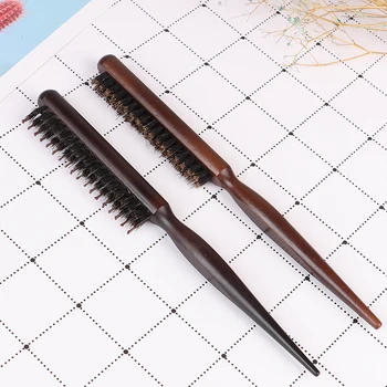 

1pc Wood Handle Natural Bristle Hair Brush Fluffy Comb Hairdressing Hair Styling Tools