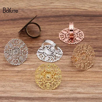 

BoYuTe (20 Pieces/Lot) 31MM Metal Brass Filigree Flower Ring Base Adjustable Ring Settings Diy Hand Made Jewelry Accessories