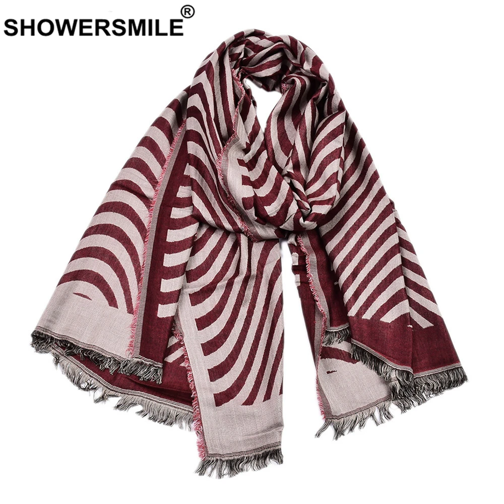 SHOWERSMILE зимний шарф мужские хлопковые льняные шарфы с рюшами красные черные