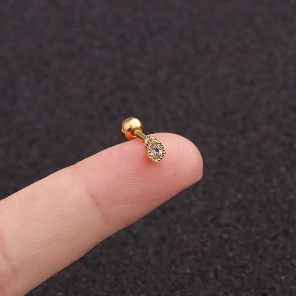 B gold white Хирургическая сталь сердце кристалл спираль Tragus серьги стержня хряща Daith серебро и золото цвет серьги для пирсинга - Окраска металла: B gold white